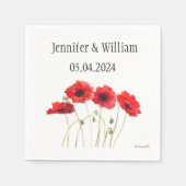 Poppies Poppy flower waterverf Red Rustic Wedding Servet (Voorkant)