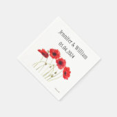 Poppies Poppy flower waterverf Red Rustic Wedding Servet (Hoek)