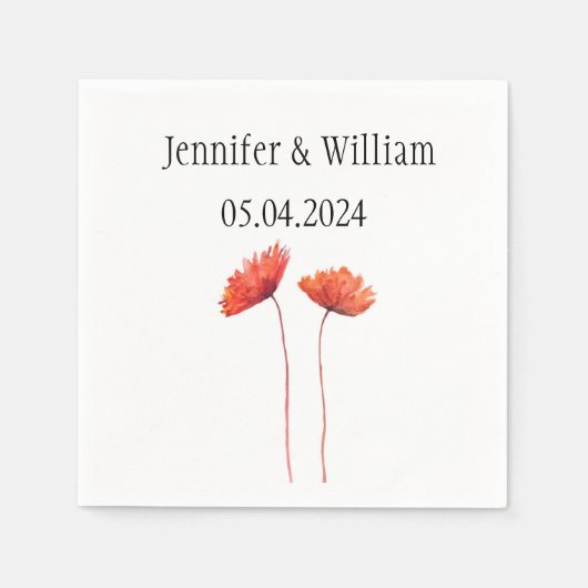 Poppies Poppy flower waterverf Red Rustic Wedding Servet (Voorkant)