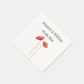 Poppies Poppy flower waterverf Red Rustic Wedding Servet (Hoek)