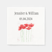 Poppies Poppy flower waterverf Red Rustic Wedding Servet (Voorkant)