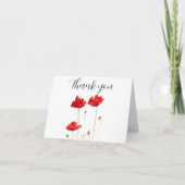 Poppies Red Floral Baby shower Dank u Bedankkaart (Voorkant)