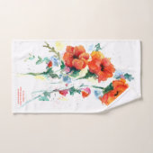 Poppies Red Three Cheerful Long Stemmed Waterverf Handdoek (Handdoek)