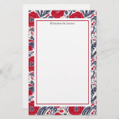 Poppies Red White en Blue Pattern Briefpapier (Voorkant / Achterkant)