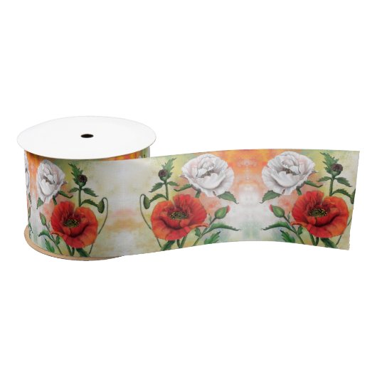 Poppies Ribbon Gift Satijnen Lint (Spoel)