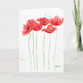 Poppies rode bloemen waterverf natuur papaver kaart