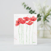 Poppies rood bloemennatuur waterverf rustieke papa briefkaart (Staand voorkant)