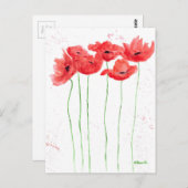 Poppies rood bloemennatuur waterverf rustieke papa briefkaart (Voorkant / Achterkant)
