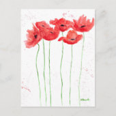 Poppies rood bloemennatuur waterverf rustieke papa briefkaart (Voorkant)