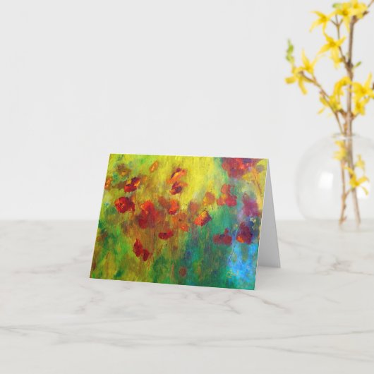 "Poppies" rood en Sinaasappel Kaart (Gele Bloem)