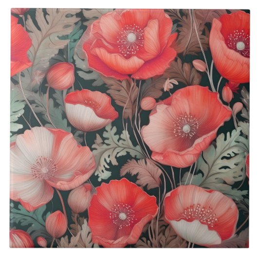 Poppies rood tegeltje (Voorkant)
