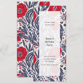 Poppies Rood Wit & Blauw Algemene Feest Kaart (Voorkant / Achterkant)