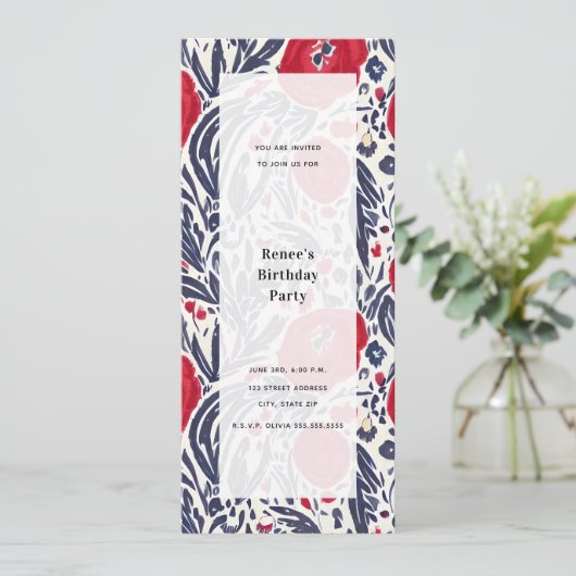 Poppies Rood Wit & Blauw Generic Party Kaart (Staand voorkant)