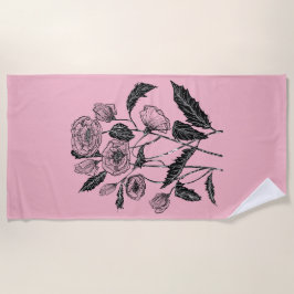 Poppies Roze Strandlaken - Kies Kleur