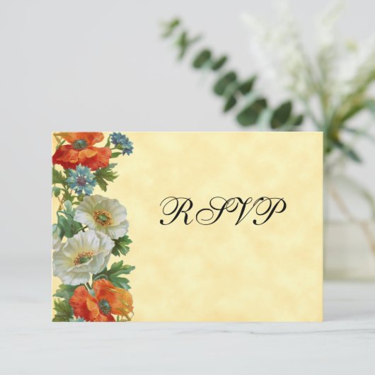  Poppies RSVP Invitation Sjabloon (Staand voorkant)