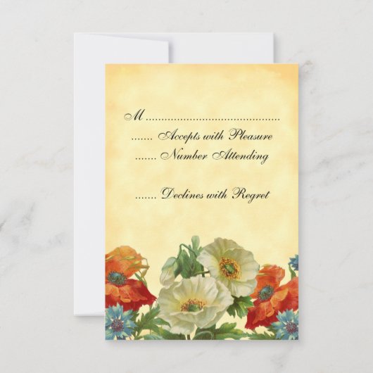  Poppies RSVP Invitation Sjabloon (Achterkant)