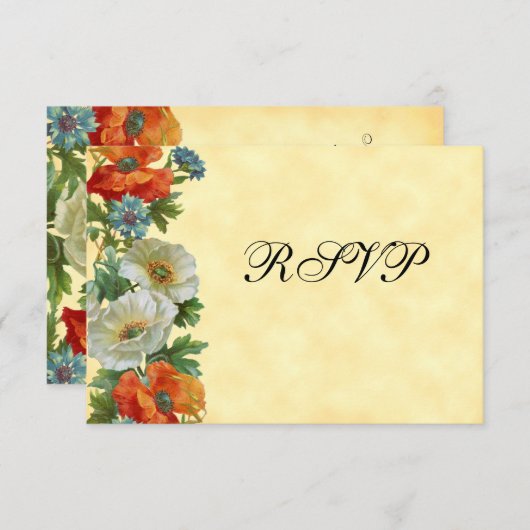  Poppies RSVP Invitation Sjabloon (Voorkant / Achterkant)