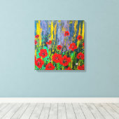 Poppies stretched canvas Print (Insitu (Houten vloer))