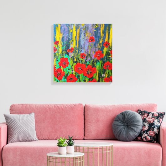 Poppies stretched canvas Print (Insitu (Woonkamer))