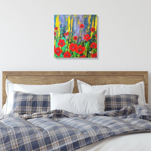 Poppies stretched canvas Print (Insitu (Slaapkamer))