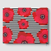 Poppies & Stripes - Zwart & Rood Huwelijk Gastenboek (Achterkant)