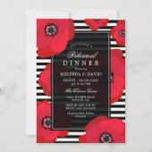 Poppies & Stripes - Zwart & Rood repetitie diner Kaart (Voorkant)