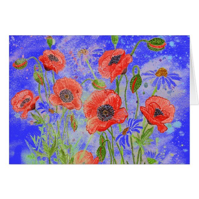 "Poppies Surreal"-kaart (Voorkant Horizontaal)