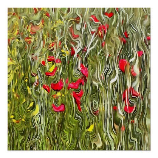 Poppies Surrealistische Abstracte kunst Poster (Voorkant)