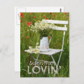 Poppies + tekst op zomerveld Wilde bloemen Briefkaart (Voorkant / Achterkant)