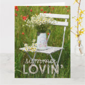 Poppies + tekst op zomerveld Wilde bloemen Kaart (Gele Bloem)