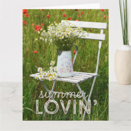 Poppies + tekst op zomerveld Wilde bloemen Kaart