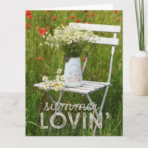 Poppies + tekst op zomerveld Wilde bloemen Kaart