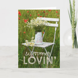 Poppies + tekst op zomerveld Wilde bloemen Kaart