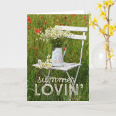 Poppies + tekst op zomerveld Wilde bloemen Kaart (Gele Bloem)