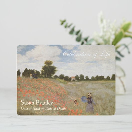 Poppies van Monet Viering van het Leven Uitnodigin Kaart (Staand voorkant)