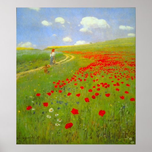 Poppies-veld van Pal Szinyei Merse Poster (Voorkant)