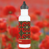 Poppies Vintage Gold Red Art Nouveau Waterfles