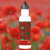 Poppies Vintage Gold Red Art Nouveau Waterfles