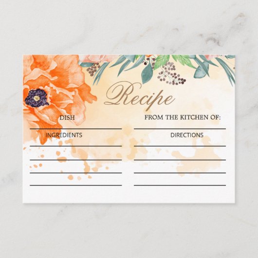 Poppies vrijgezellenfeest recept card informatiekaartje (Voorkant)