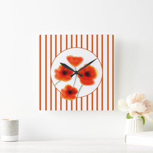Poppies Wall Clock Vierkante Klok (Huis)