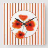 Poppies Wall Clock Vierkante Klok (Voorkant)