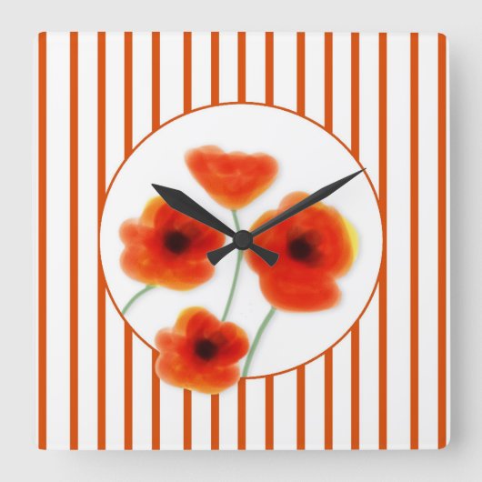 Poppies Wall Clock Vierkante Klok (Voorkant)