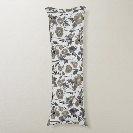 Poppies Waterverf Bloemendecor Lichaamskussen (Voorkant Verticaal)