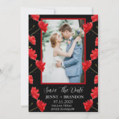 Poppies Waterverf Elegant Rood Bloemen Foto Save The Date (Voorkant)