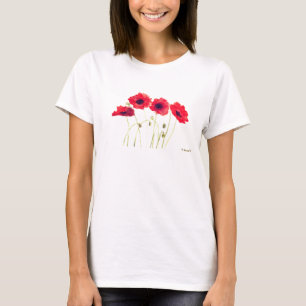 Poppies Waterverf Floral Red Poppy T-shirt