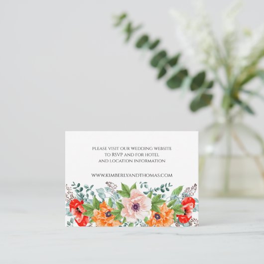 Poppies Waterverf Floral Wedding Enclosure Kaart (Staand voorkant)
