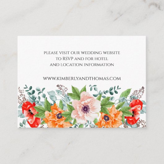 Poppies Waterverf Floral Wedding Enclosure Kaart (Voorkant)