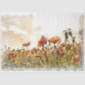 Poppies Waterverf Landscape Decoupage Tissuepapier (Voorkant)
