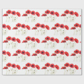 Poppies waterverf rode bloemen bloembloemen cadeaupapier (Vlak)
