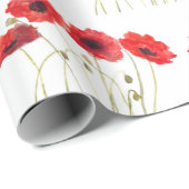 Poppies waterverf rode bloemen bloembloemen cadeaupapier (Rol Hoek)